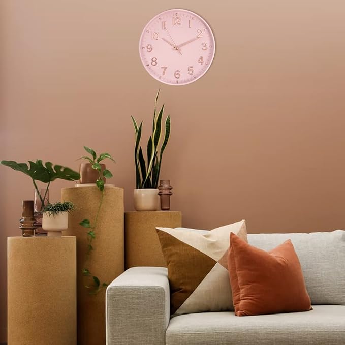 HZDHCLH Pink Wall Clocks Battery Operated, 12 inch Silent Non Ticking Modern - Image 6