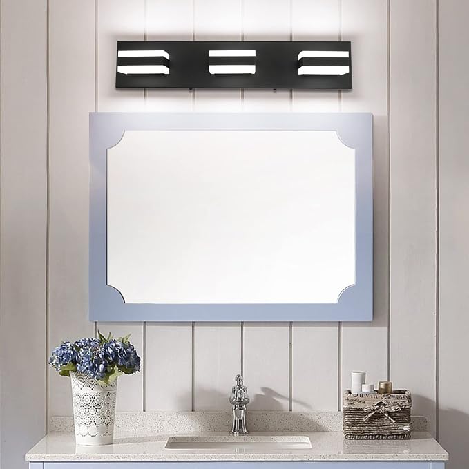SOLFART LED Black Bathroom Vanity Light Fixtures Over Mirror 3 Lights Bath - Image 5