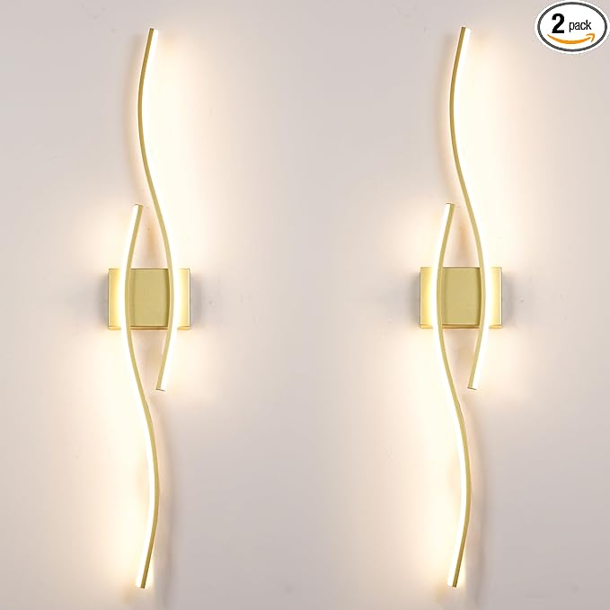Modern Wall Sconces Set of 2, Dimmable LED by Daunton