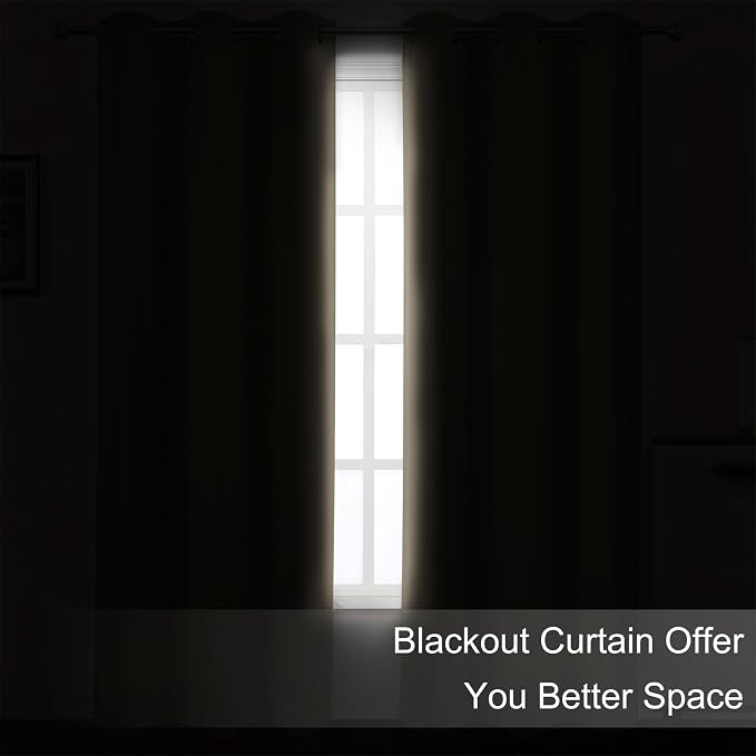 LEMOMO Khaki Thermal Blackout Curtains/52 x 72 Inch/Set of 2 Panels Room - Image 3