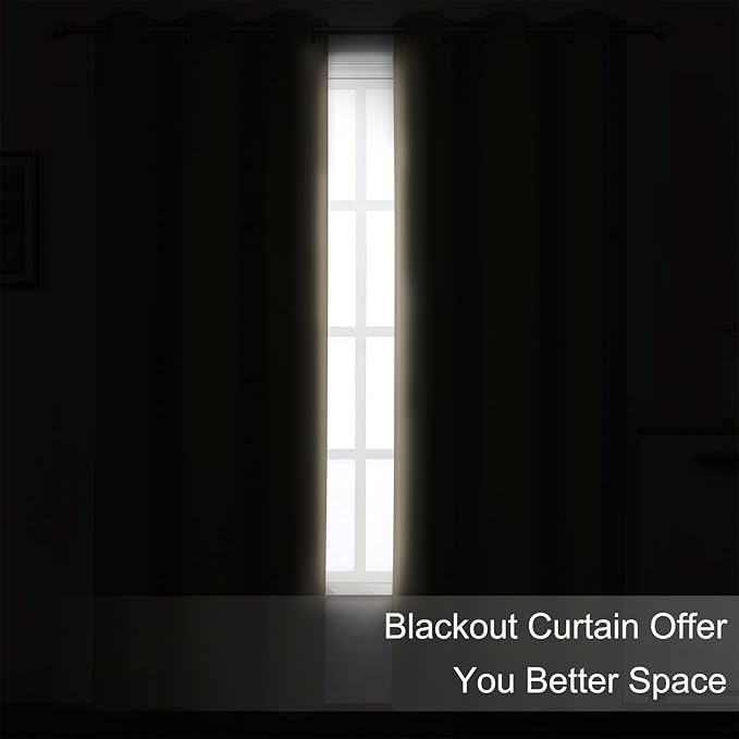 LEMOMO Khaki Thermal Blackout Curtains/52 x 54 Inch/Set of 2 Panels Room - Image 3