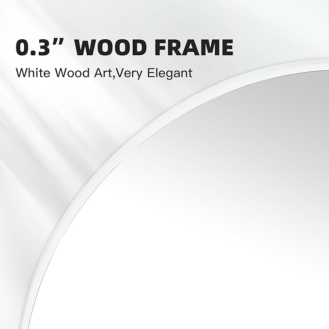 CULER Round White Bathroom 30 Inch Mirror, Circle Wall Modern Mirror - Image 5