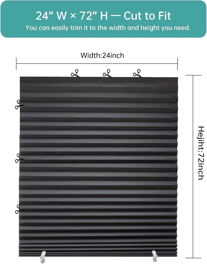 Changshade 6 Pack Temporary Shades, Pleated Paper Blinds - Image 3