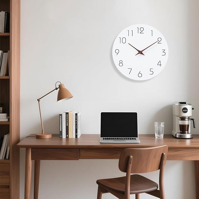 Mosewa Wall Clock Battery Operated 8 Inch White Silent Non Ticking Simple - Image 8