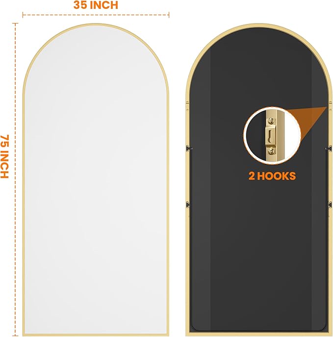 TRAHOME Full Length Arched Mirror, Living Room, Dressing Room - Image 7