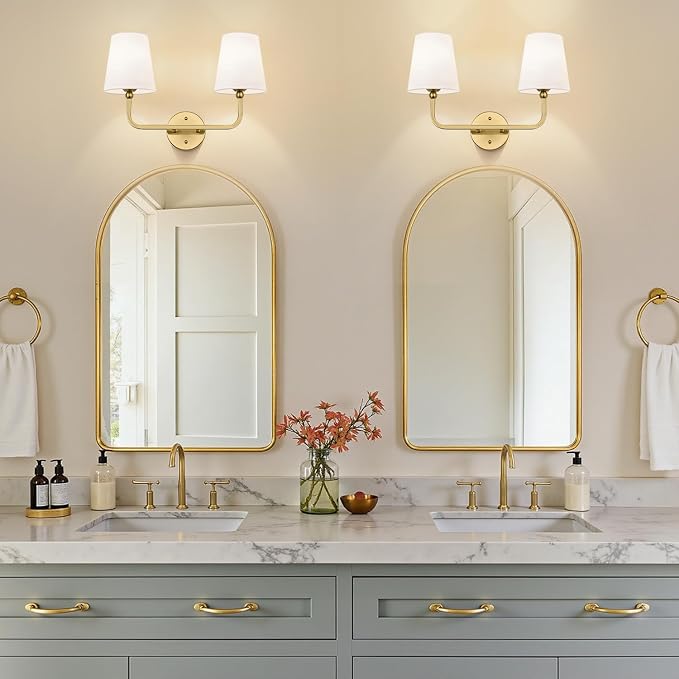 MOKATNG Bathroom Light Fixtures, 2-Light Brushed Gold Vanity Lights, Bathroom - Image 5
