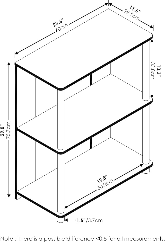 Furinno Jaya Simple Design 3-Tier Bookcase/Bookshelf/Display Rack - Image 3