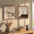 Set of 2 18 Inch Large Square Redbrown Window Pane Wall Mirrors, Shatterproof by HMANGE