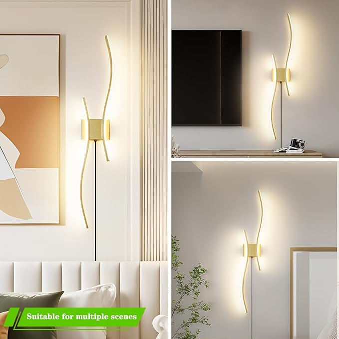 Daunton Modern Gold Plug in Wall Sconces Set of 2 - Image 6