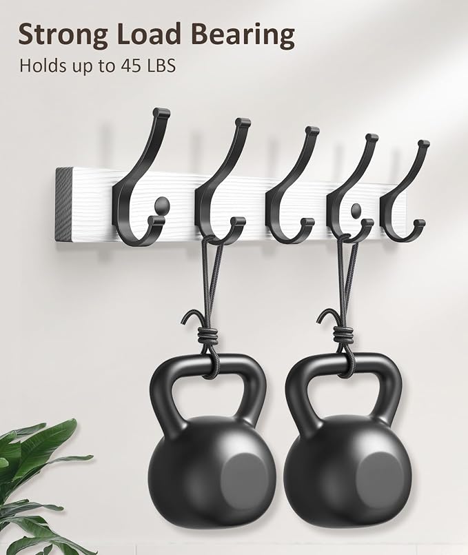 Optish Coat Rack Wall Mount, 16.5 Inches Wood Coat Hooks Wall Mount, Wall Coat - Image 2