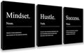 Black Motivational Mindset Wall Decor Canvas Wall Art Hustle Posters Prints by Kuiluuye