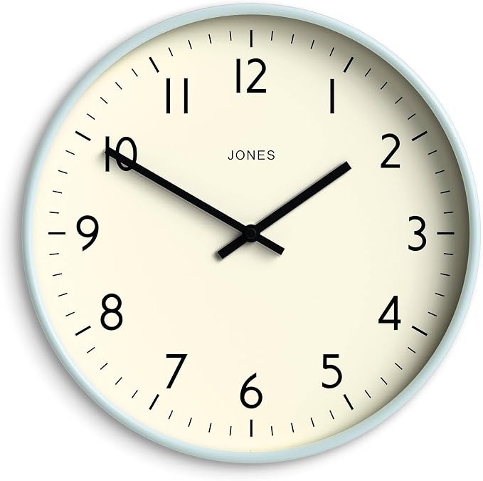 JONES CLOCKS® Studio wall Clock | Modern Round Style | 12 inch | Pale Blue | by JONESCLOCKS