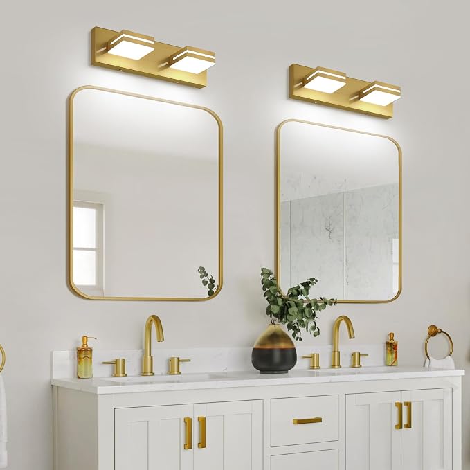 SineRise LED Modern Bathroom Vanity Light Fixtures, Brass Modern Acrylic - Image 6
