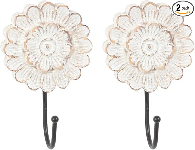 dwellington Distress Wood Flower Coat Hooks by dwellington