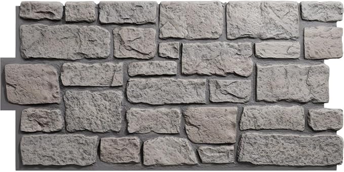 EverStone Cobblestone Faux Stone Panel, Morning Dove Color by EkenaMillwork