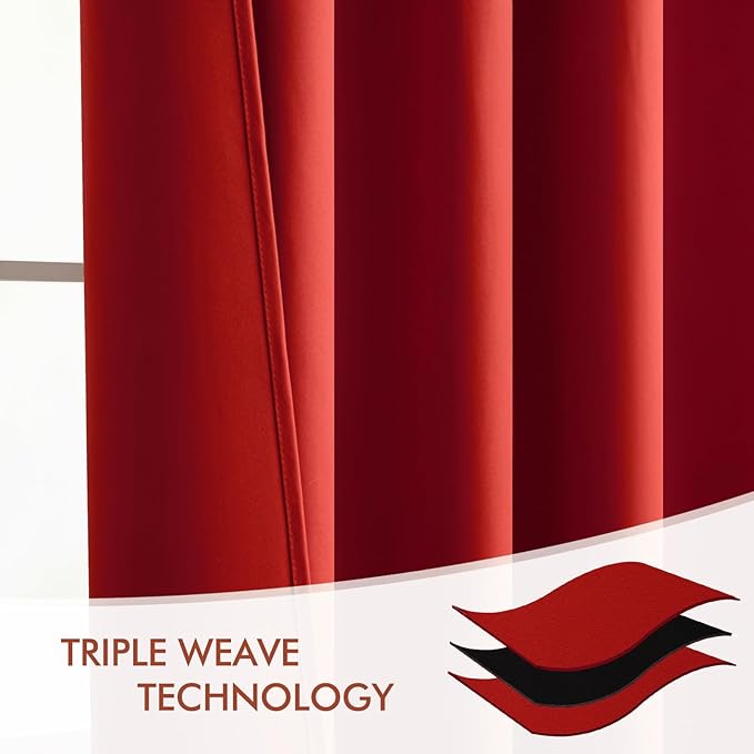 MIULEE Christmas Red Back Tab Blackout Curtain 96 Inch Long 2 Panels Set - Image 7