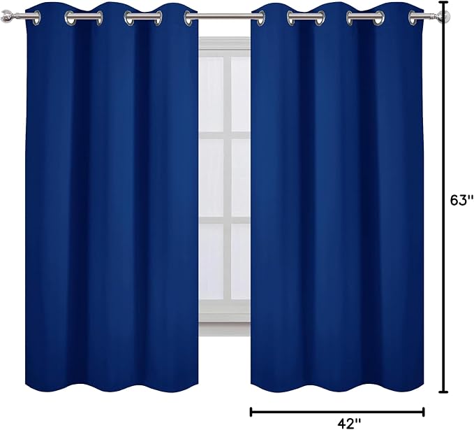 LEMOMO Blackout Curtains 42 x 63 inch/Royal Blue Curtains Set of 2 - Image 9