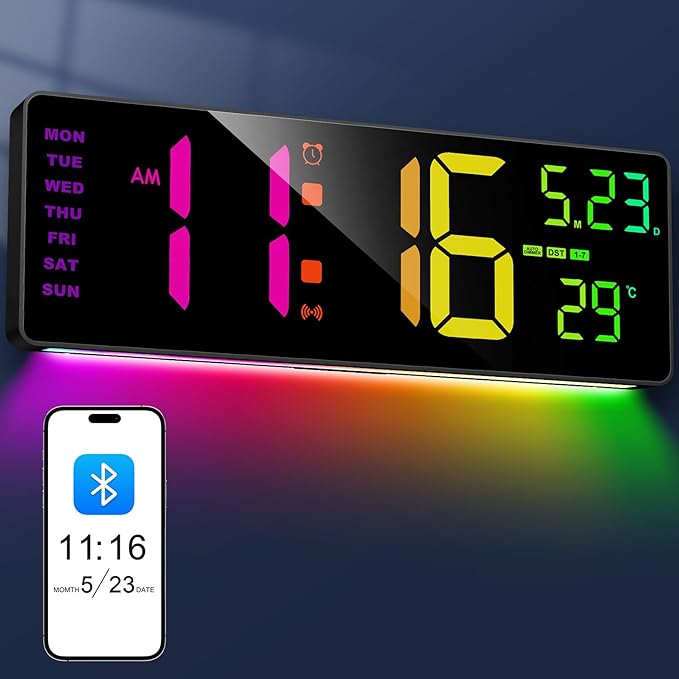 XREXS 16.3" Bluetooth Large Digital Wall Clock by XREXS