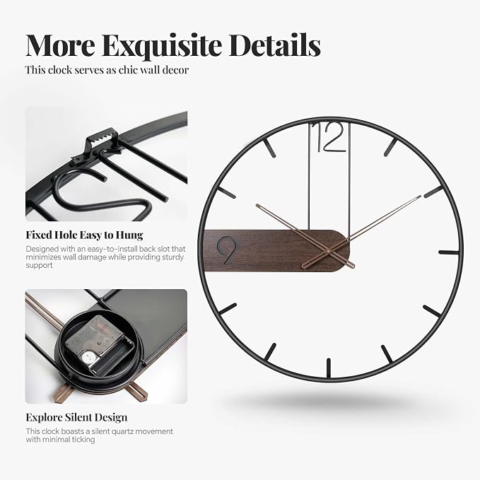 Cuspin 24 Inch Large Wall Clock, Modern Battery Operated Clocks - Image 4