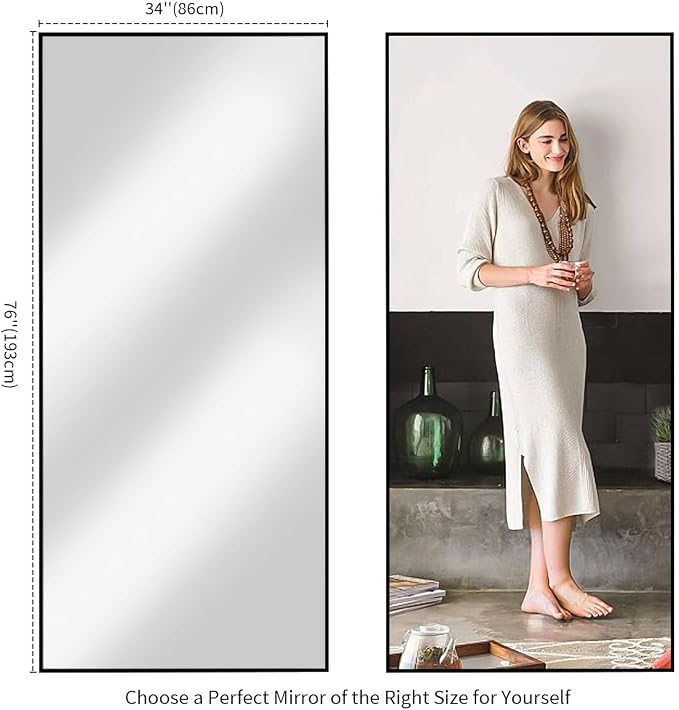 Koonmi 76"x34" Floor Mirror Full Length, Bedroom Floor Body Mirror - Image 7