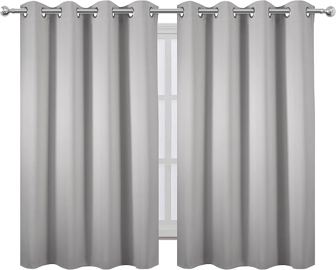 LEMOMO Blackout Curtains 52 x 45 inch/Light Grey Curtains Set of 2 - Image 2