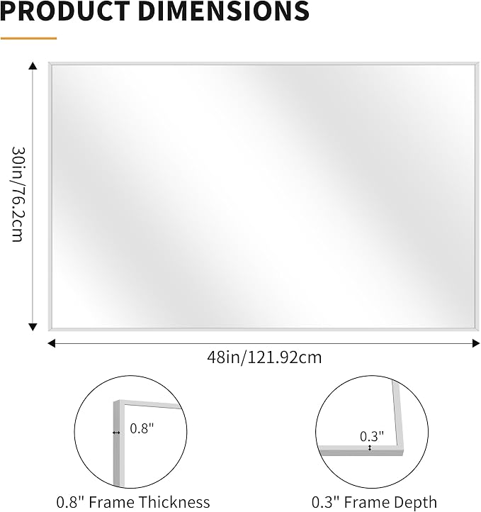 KOCUUY Silver Bathroom Mirror, HD Tempered Glass, Anti-Rust Brushed Silver Frame - Image 6