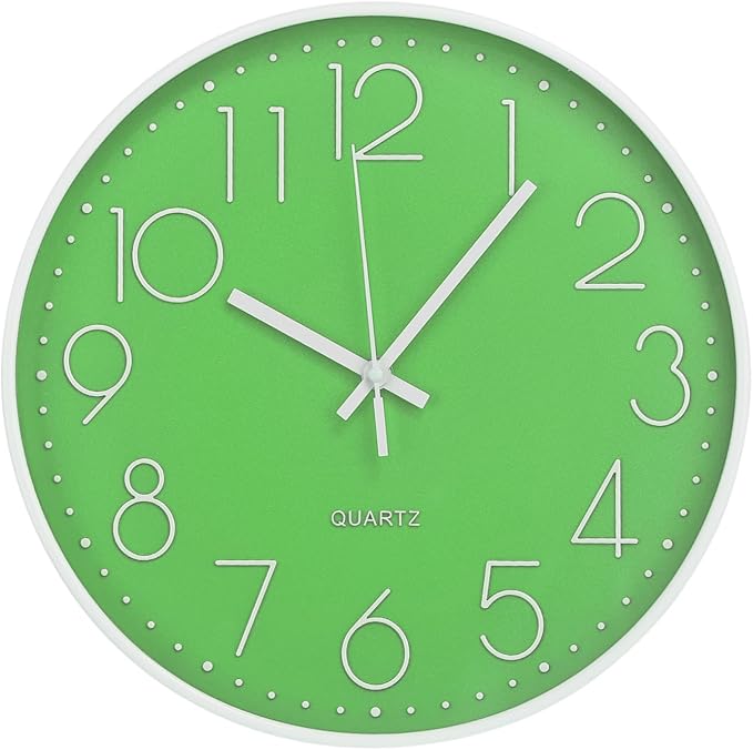 Wall Clock 12 Inch Non-Ticking Silent Modern Simple Style Round Decor Clock by BAKBRAND