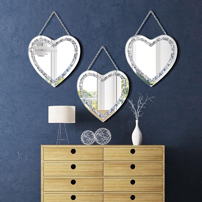 DMDFIRST Crystal Crush Diamond Heart Shaped Silver Mirror - Image 6