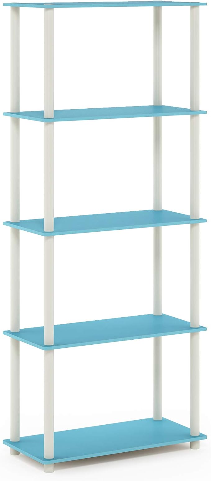 Furinno TURN-N-TUBE Storage Shelves, 5-Tier Book Shelf, Corner Shelf, Toolless - Image 4