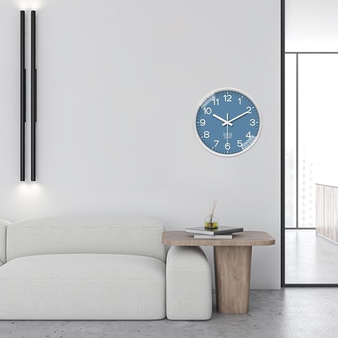 XNM 14 Inch Blue Minimalist Wall Clocks Battery Operated Analog Clock Decorative - Image 6