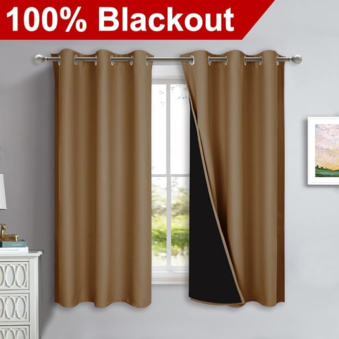 NICETOWN 100% Blackout Curtains 54 inches Long, 1 Pair, 42 inches Width Each - Image 2