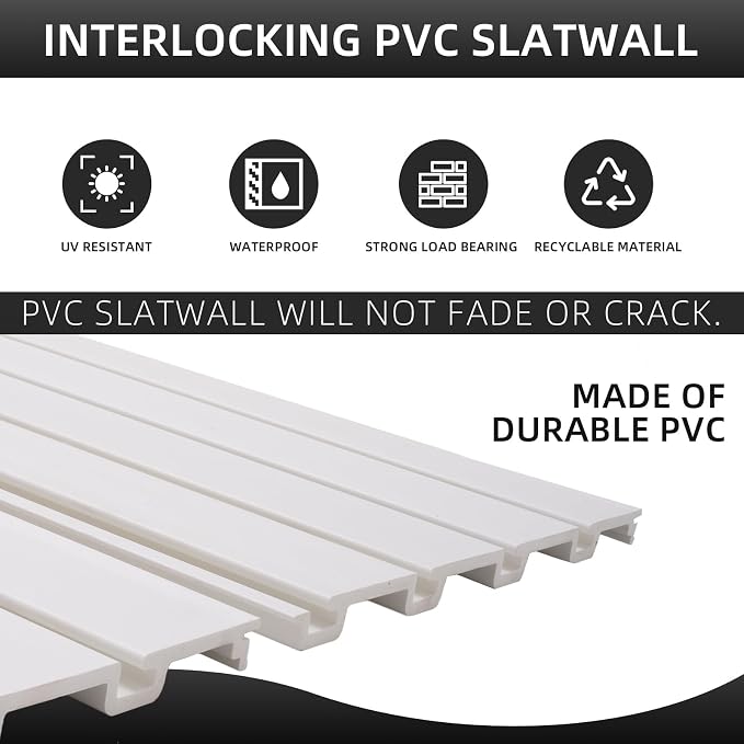 Slatwall Panel Garage Organizer, Heavy Duty Wall Mounted PVC Slat Wall Panels - Image 5
