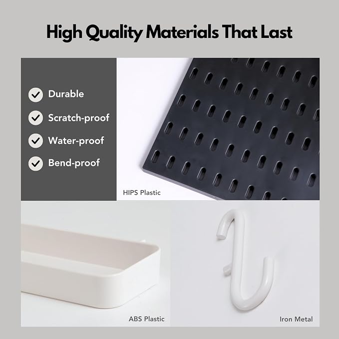 Keepo Peg Board Wall Organizer – Plastic Pegboard Panels, Modular Peg Board - Image 3
