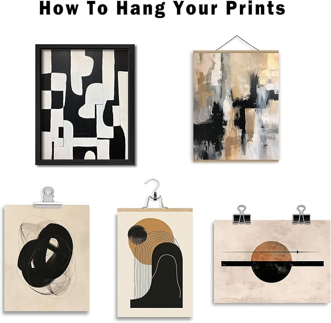 ANERZA 16 PCS Black and White Abstract Wall Art Decor, Minimalist Gallery Wall - Image 4