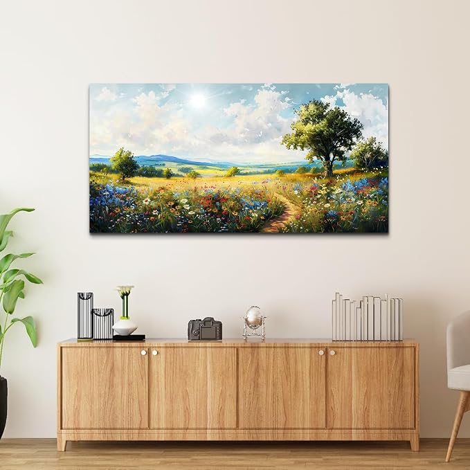 hyidecorart Nature Field Scenery Abstract Painting Framed Wall Art - Image 6