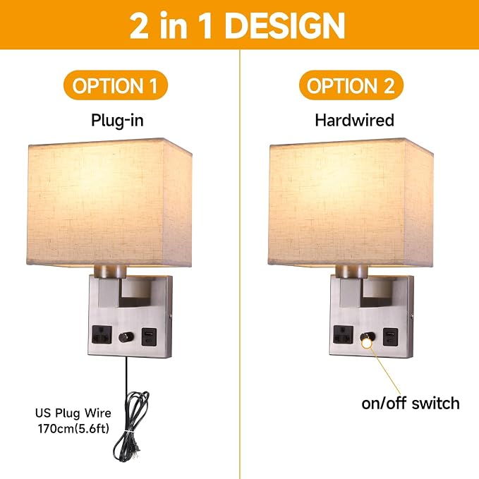 Bedside Wall Lamp for Bedroom, Plug in Wall Sconce - Image 4
