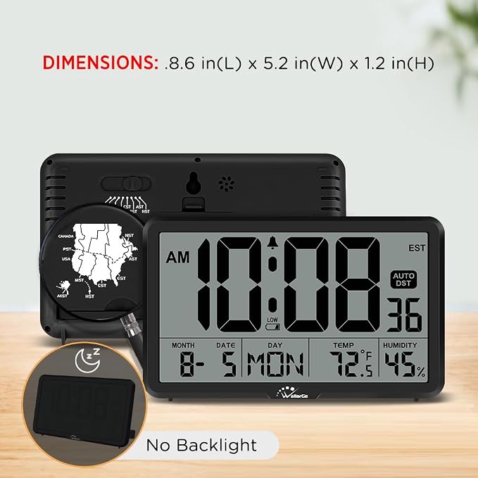 WallarGe Auto Set Digital Wall Clock Battery Operated, Desk Clocks - Image 7