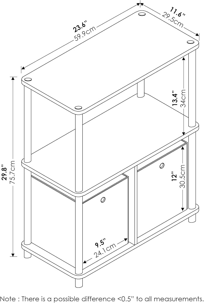 Furinno TURN-N-TUBE Storage Shelves Set of 2, 3-Tier Toolless Book Shelf - Image 6