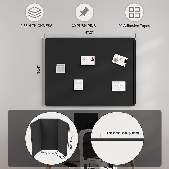 Large Felt Bulletin Board for Wall, Soft Felt Cork Board for Office, Home - Image 2