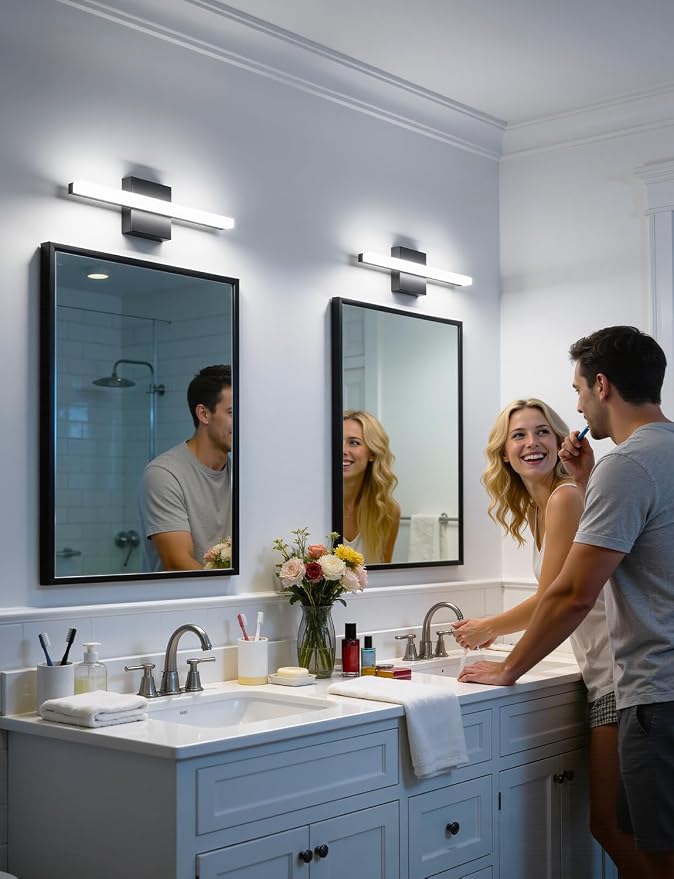 Combuh 2 PackLED Bathroom Vanity Light Bar 16 Inch 9W Black IP44 Over Mirror - Image 8