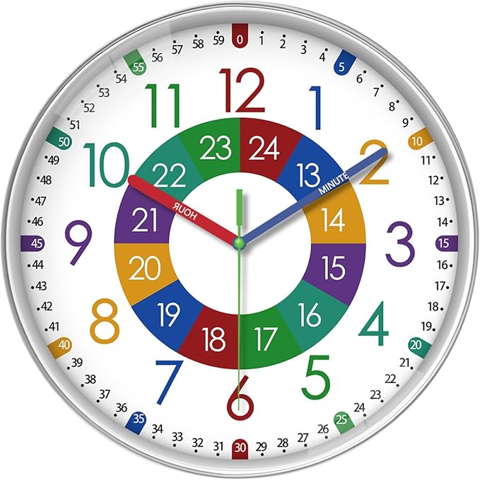 XFM Wall Clock for Kids 16 Inch Kids Teaching Wall Clocks Battery Operated by XFMWallClock