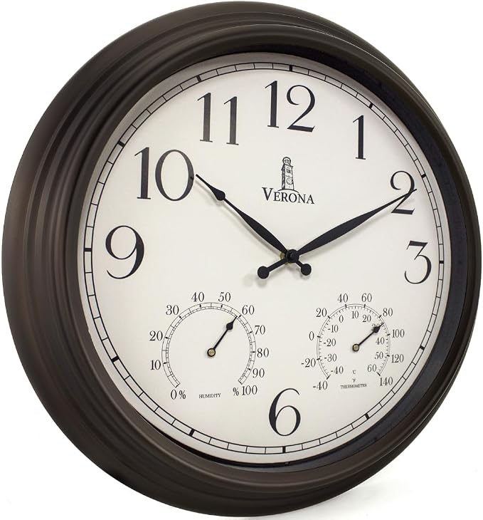 18 inch Outdoor Clocks for Patio Large Waterproof by LovelyHomeEssentials