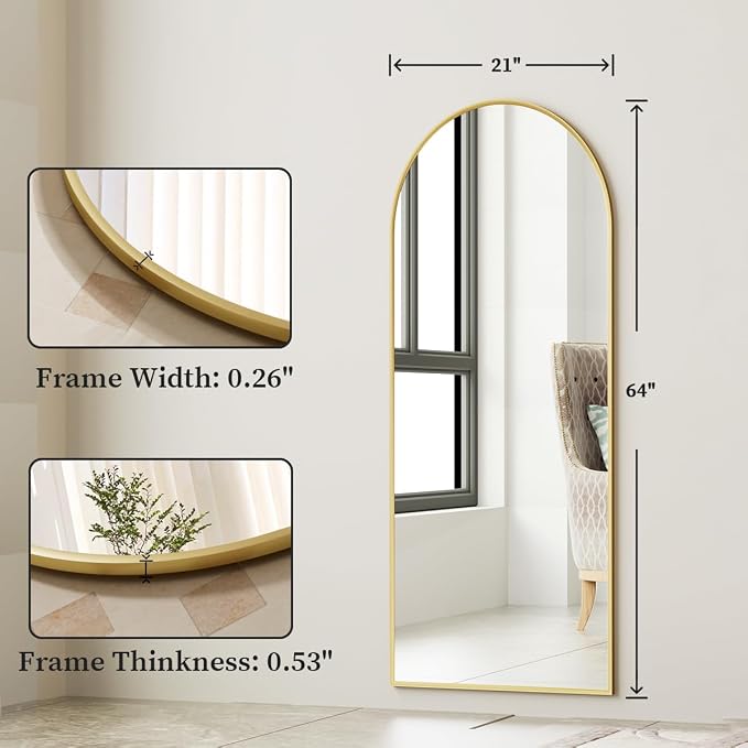 Arched Full Length Mirror, Full Length Wall Mirror Hanging or Leaning - Image 7