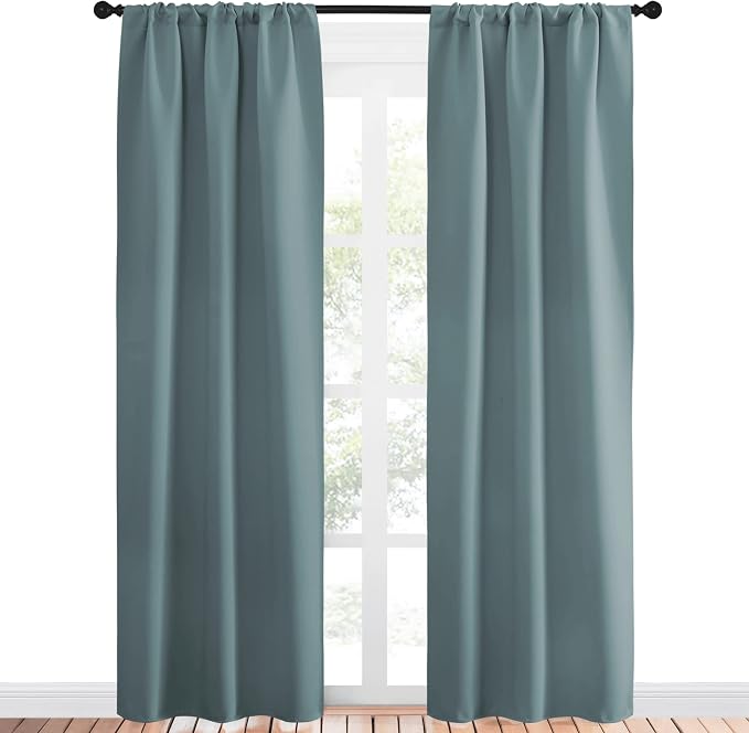 NICETOWN Greyish Blue Blackout Curtains Panels - Image 2