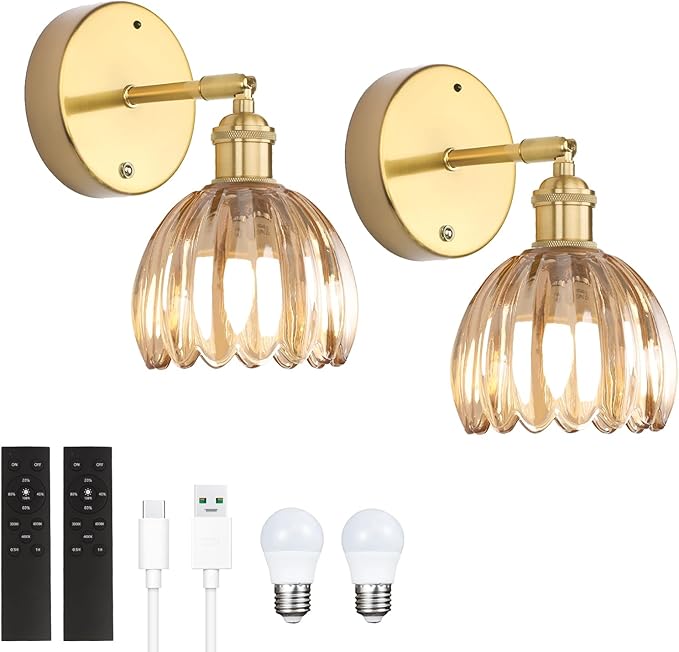 Shenmoyl Battery Operated Vintage Wall Sconces by Shenmoyl