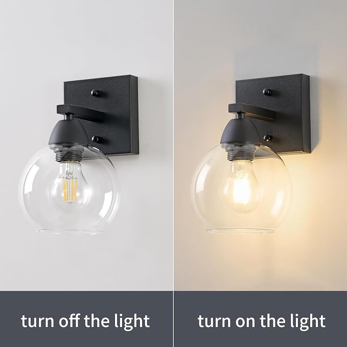 Bathroom Light Fixtures, 1-Light Matte Black Vanity Light - Image 2
