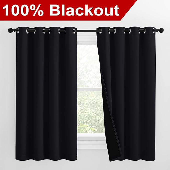 NICETOWN Truly Blackout Curtains 57 inches Length, 2 Thick Layers Completely - Image 2