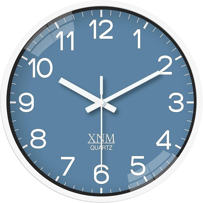XNM 14 Inch Blue Minimalist Wall Clocks Battery Operated Analog Clock Decorative by XNMwallclock