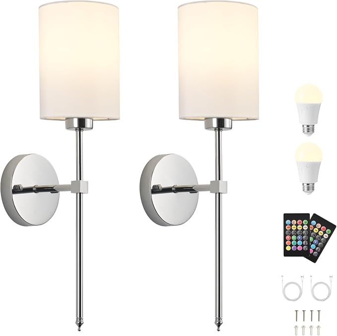 Battery Operated Wall Sconces Set of Two, Wireless Rechargeable Wall Light - Image 9