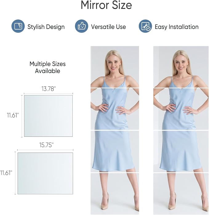 DUMOS 4 Pack Wall Mirror Tiles, Hallway Mirror 14"x12" HD Glass Sheets - Image 8
